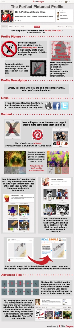 Infographic for the perfect pinterest profile